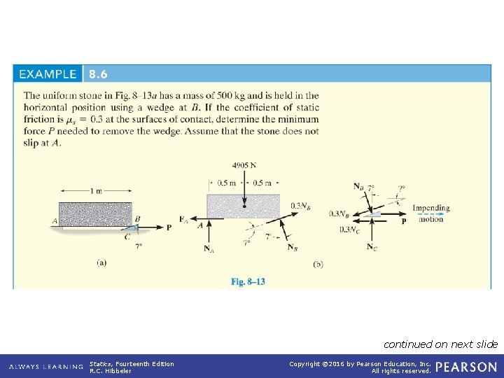 example_08_06 continued on next slide Statics, Fourteenth Edition R. C. Hibbeler Copyright © 2016