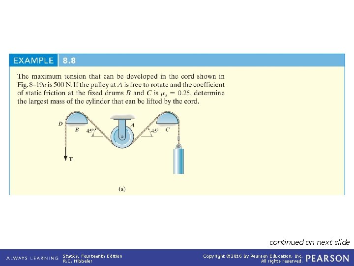 example_08_08 continued on next slide Statics, Fourteenth Edition R. C. Hibbeler Copyright © 2016