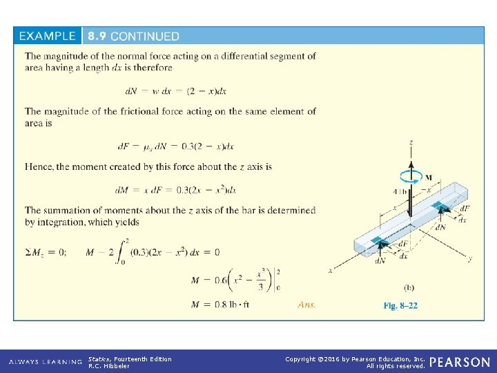 example_08_09 (continued) Statics, Fourteenth Edition R. C. Hibbeler Copyright © 2016 by Pearson Education,