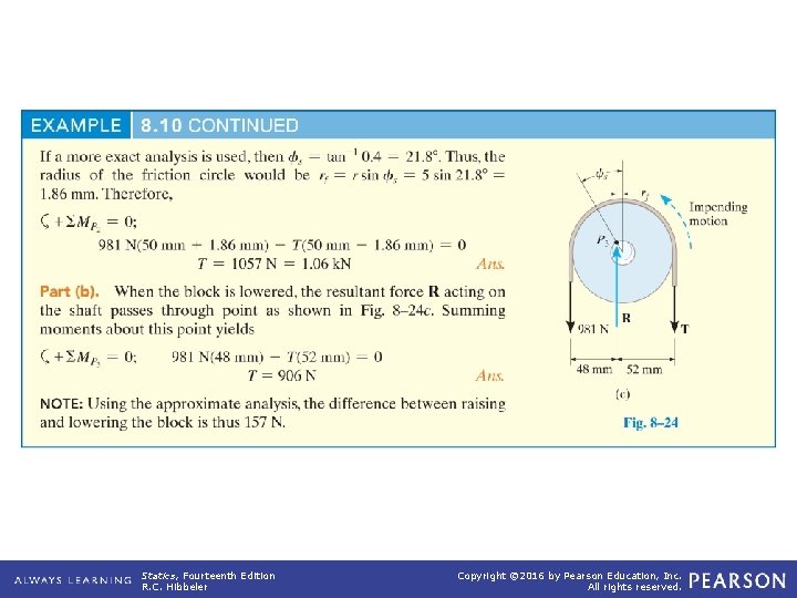example_08_10 (continued) Statics, Fourteenth Edition R. C. Hibbeler Copyright © 2016 by Pearson Education,