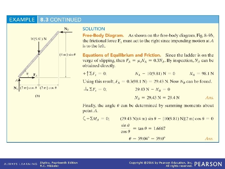 example_08_03 (continued) Statics, Fourteenth Edition R. C. Hibbeler Copyright © 2016 by Pearson Education,
