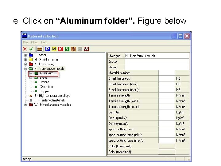 e. Click on “Aluminum folder”. Figure below 