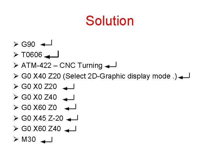 Solution Ø Ø Ø Ø Ø G 90 T 0606 ATM-422 – CNC Turning