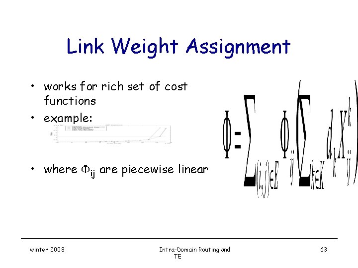 Link Weight Assignment • works for rich set of cost functions • example: •