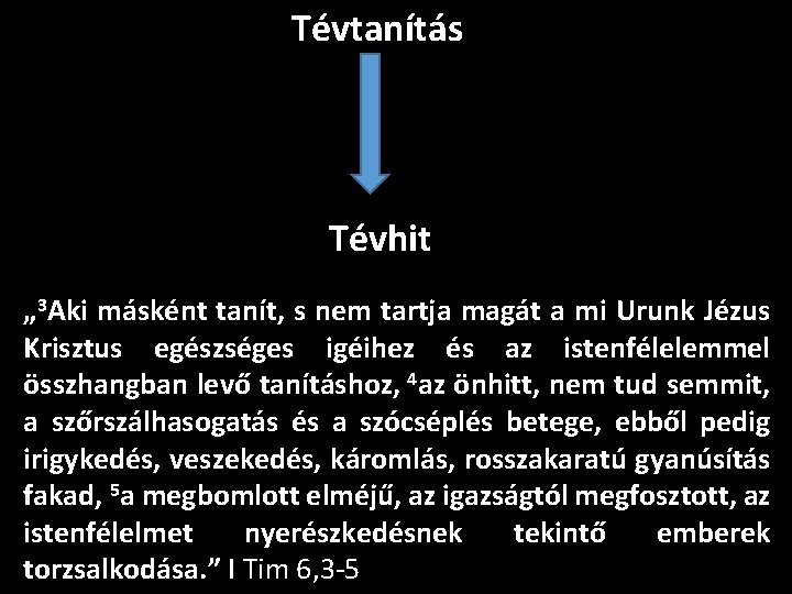 Tévtanítás Tévhit „ 3 Aki másként tanít, s nem tartja magát a mi Urunk