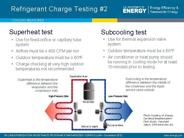 Refrigerant Charge Testing #2 COOLING MEASURES Superheat test Subcooling test • Use for fixed-orifice