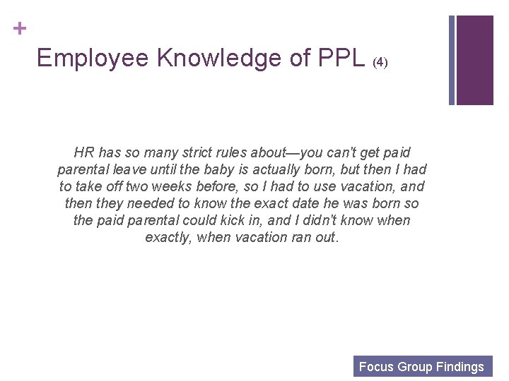 + Employee Knowledge of PPL (4) HR has so many strict rules about—you can't