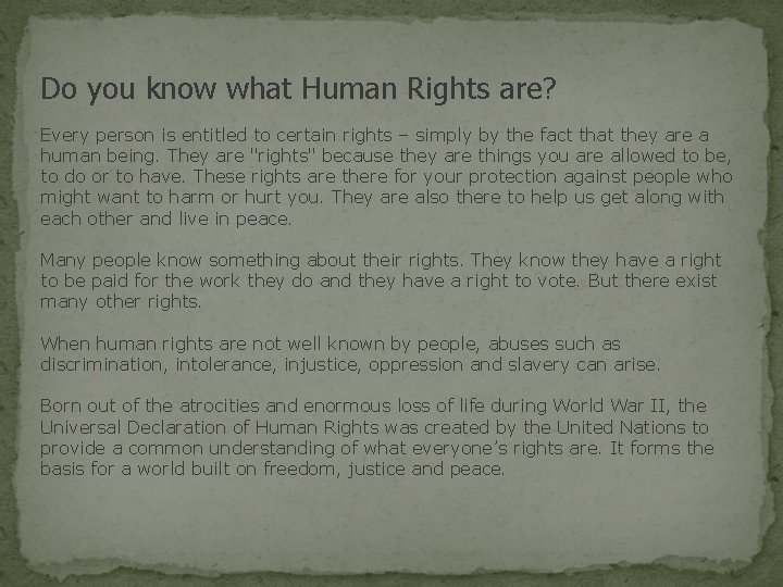 Human Rights Who qualifies Do you know what