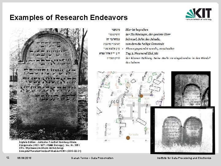 Examples of Research Endeavors Digitale Edition - Jüdischer Friedhof Hamburg-Altona, Königstraße (1621 -1871 /