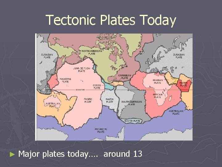 Tectonic Plates Today ► Major plates today…. around 13 