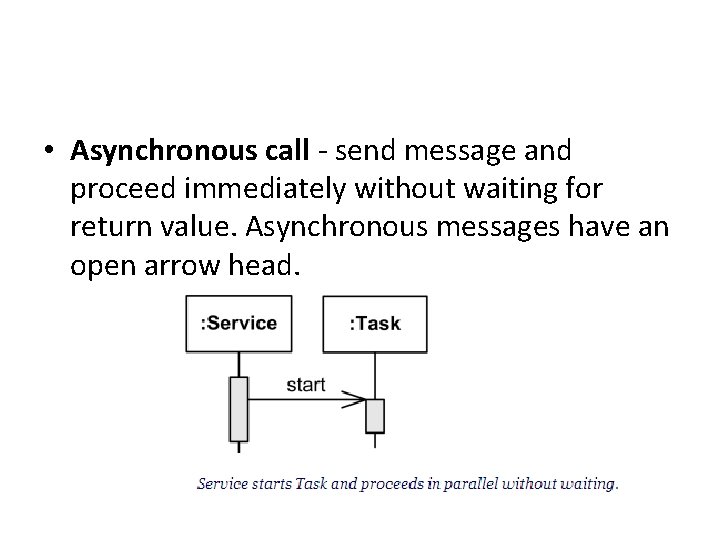  • Asynchronous call - send message and proceed immediately without waiting for return