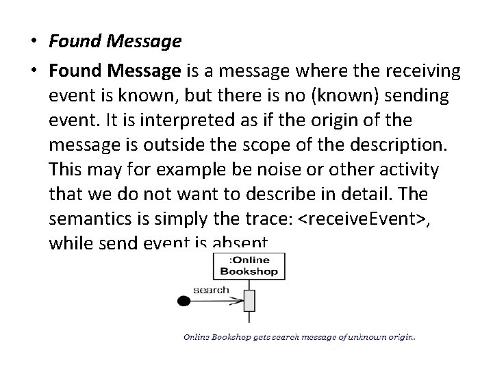  • Found Message is a message where the receiving event is known, but