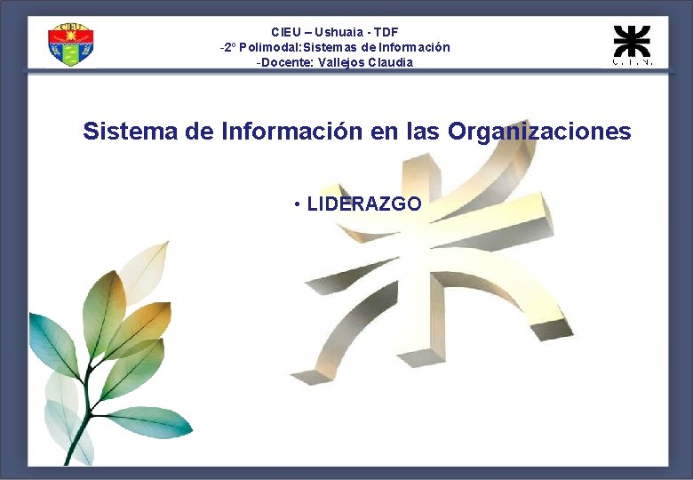 CIEU – Ushuaia - TDF -2º Polimodal: Sistemas de Información -Docente: Vallejos Claudia Sistema