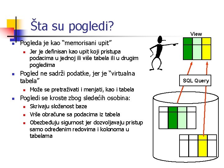 Šta su pogledi? n Pogleda je kao “memorisani upit” n n Jer je definisan Šta su pogledi? n Pogleda je kao “memorisani upit” n n Jer je definisan
