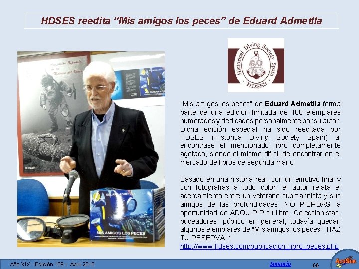 HDSES reedita “Mis amigos los peces” de Eduard Admetlla "Mis amigos los peces" de