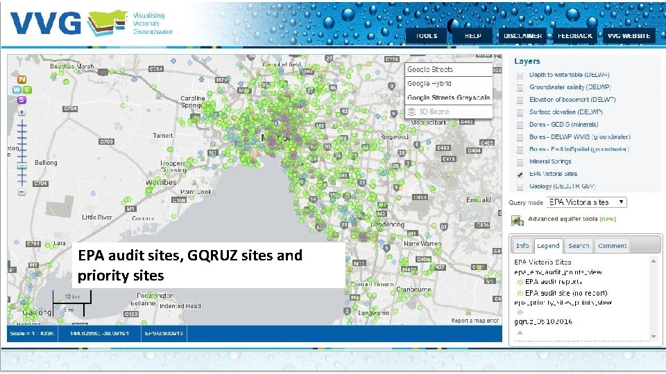 EPA audit sites, GQRUZ sites and priority sites 