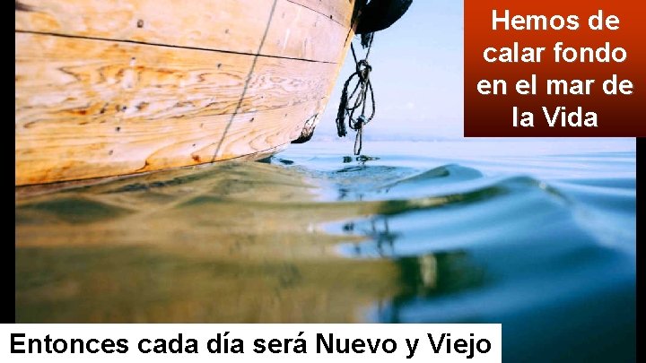 Hemos de calar fondo en el mar de la Vida Entonces cada día será