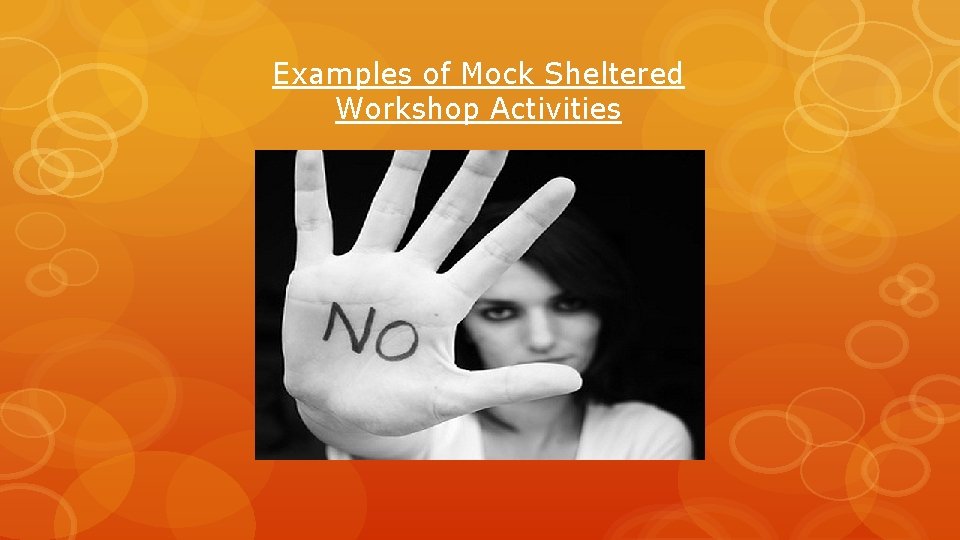 Examples of Mock Sheltered Workshop Activities 