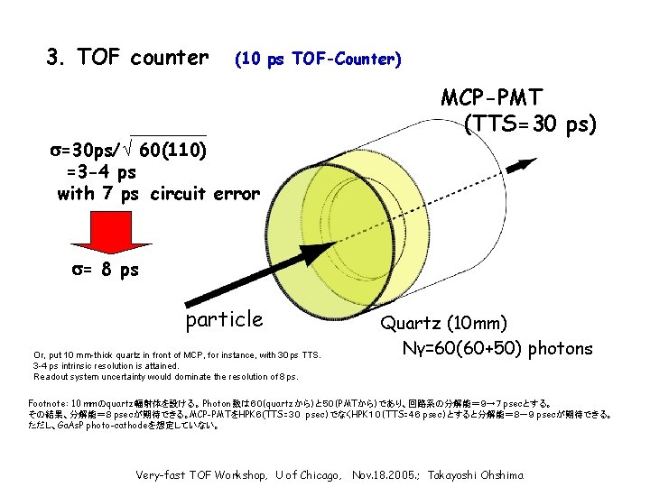 3. TOF counter (10 ps TOF-Counter) s=30 ps/ 60(110) =3 -4 ps with 7