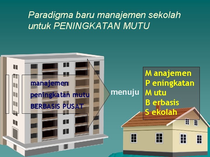 Paradigma baru manajemen sekolah untuk PENINGKATAN MUTU manajemen peningkatan mutu BERBASIS PUSAT M anajemen