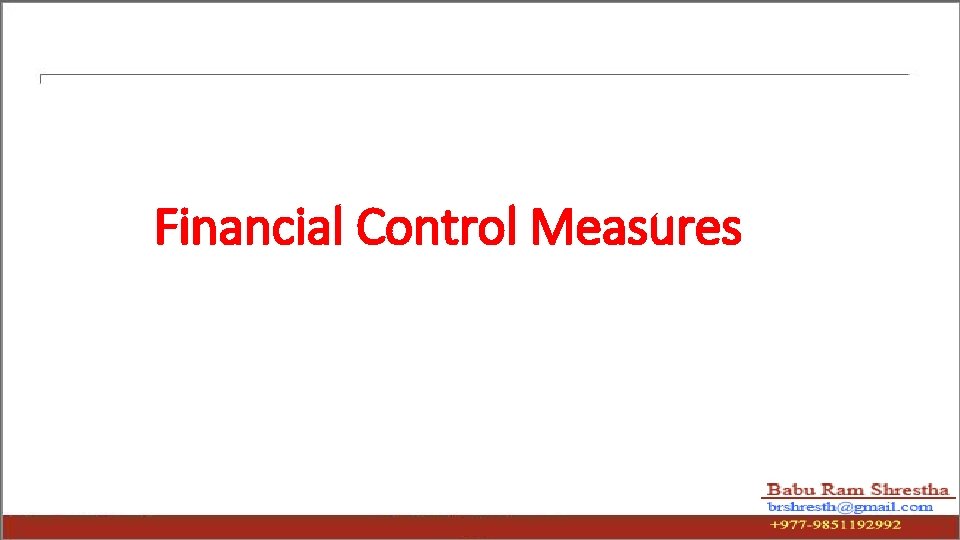 Financial Control Measures 