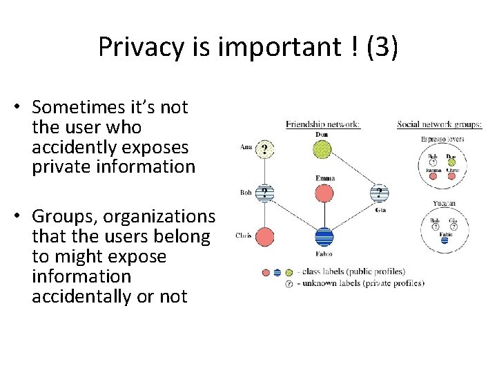 Privacy is important ! (3) • Sometimes it’s not the user who accidently exposes