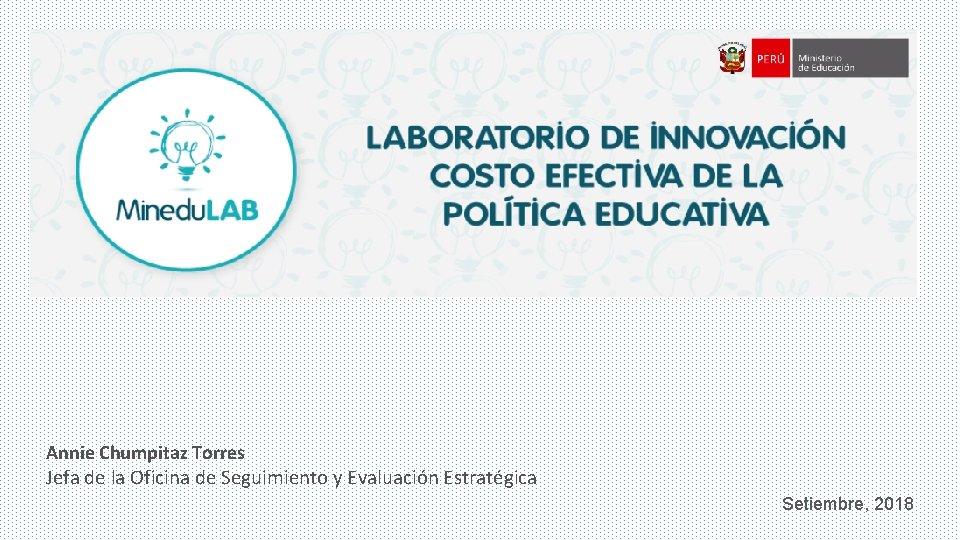 Annie Chumpitaz Torres Jefa de la Oficina de Seguimiento y Evaluación Estratégica Setiembre, 2018