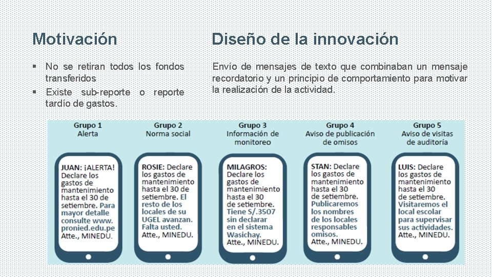 Motivación Diseño de la innovación § No se retiran todos los fondos transferidos §