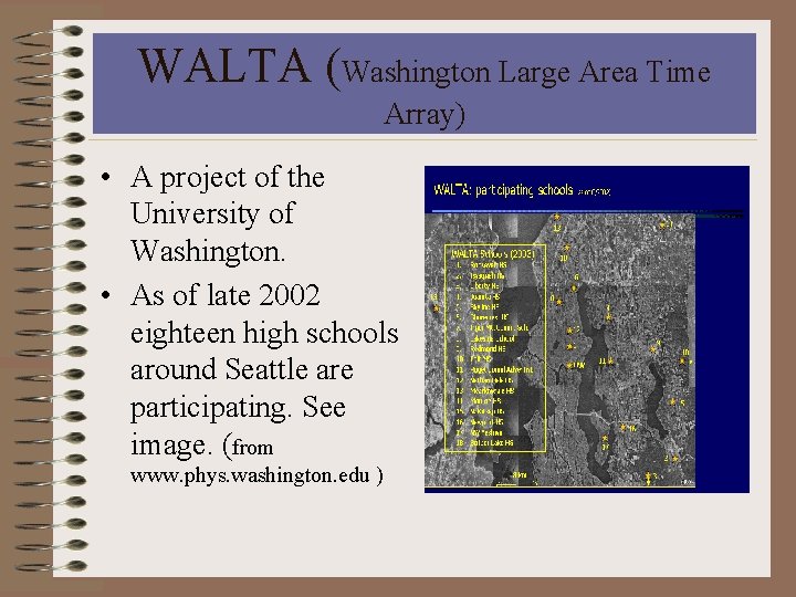 WALTA (Washington Large Area Time Array) • A project of the University of Washington.