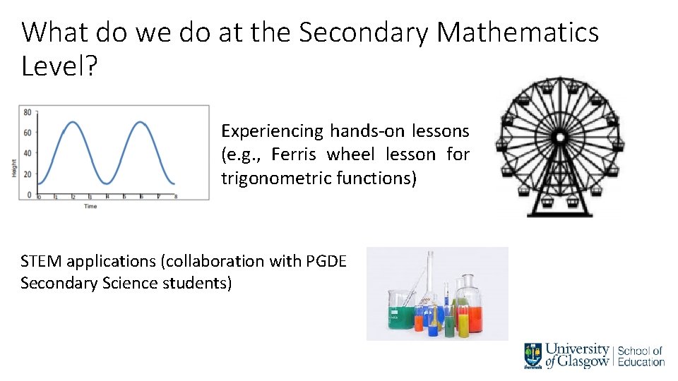 What do we do at the Secondary Mathematics Level? Experiencing hands-on lessons (e. g.