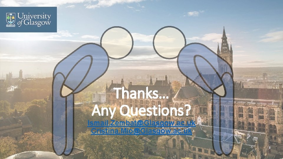 Thanks… Any Questions? Ismail. Zembat@Glasgow. ac. uk Cristina. Mio@Glasgow. ac. uk 