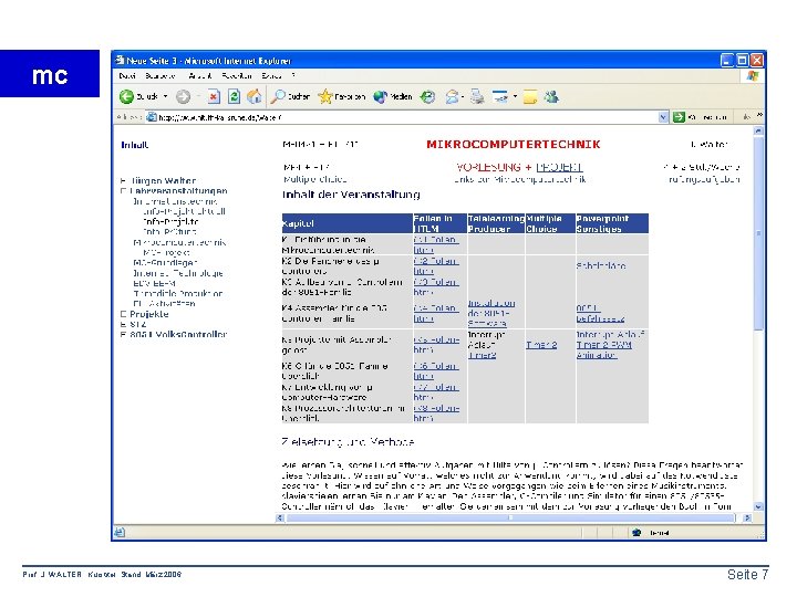 mc Die Internetseite zur Mikrocomputertechnik Prof. J. WALTER Kurstitel Stand: März 2006 Seite 7