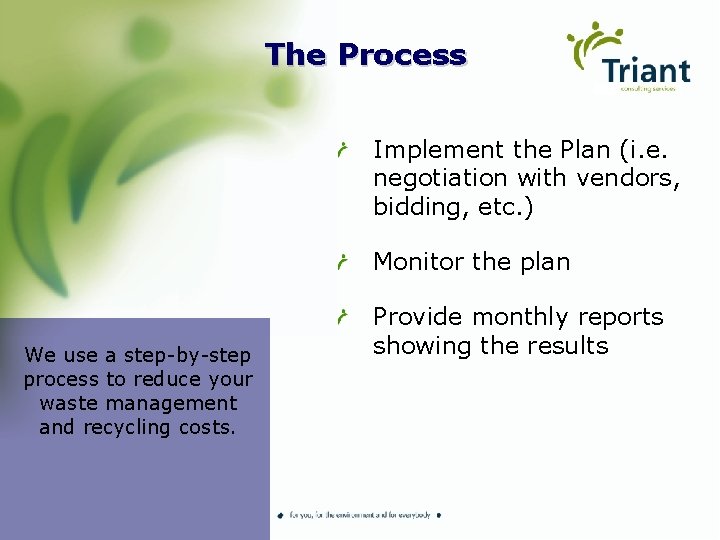 The Process Implement the Plan (i. e. negotiation with vendors, bidding, etc. ) Monitor