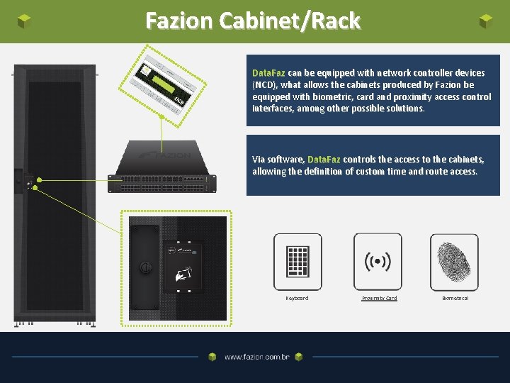 Fazion Cabinet/Rack Data. Faz can be equipped with network controller devices (NCD), what allows