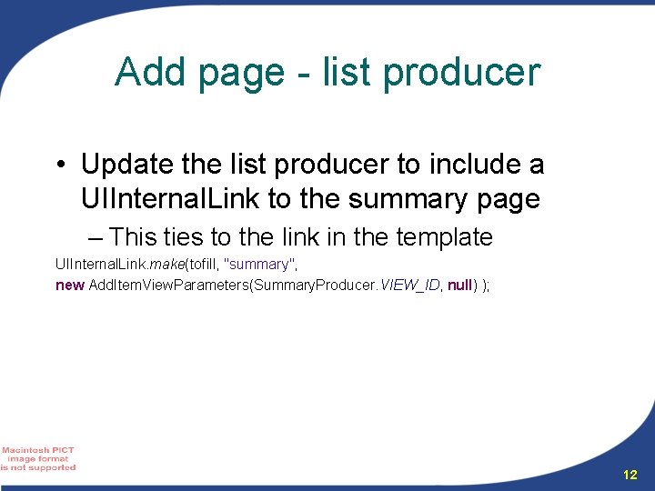 Add page - list producer • Update the list producer to include a UIInternal.