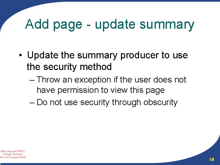 Add page - update summary • Update the summary producer to use the security