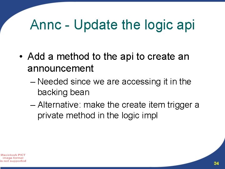 Annc - Update the logic api • Add a method to the api to