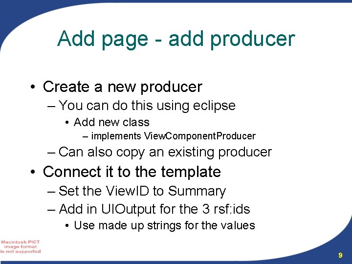 Add page - add producer • Create a new producer – You can do