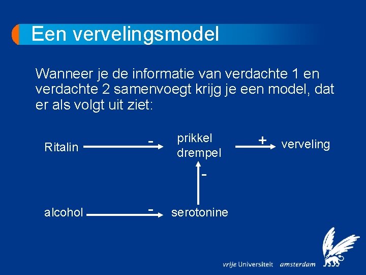 Een vervelingsmodel Wanneer je de informatie van verdachte 1 en verdachte 2 samenvoegt krijg