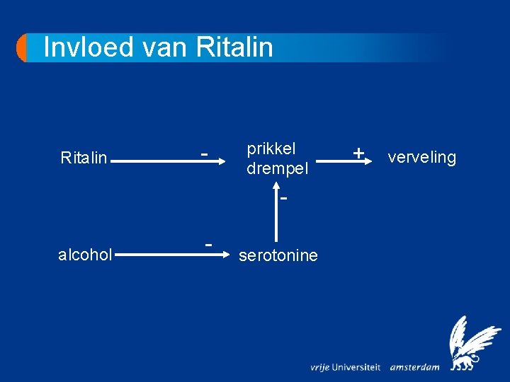 Invloed van Ritalin - alcohol - prikkel drempel serotonine + verveling 