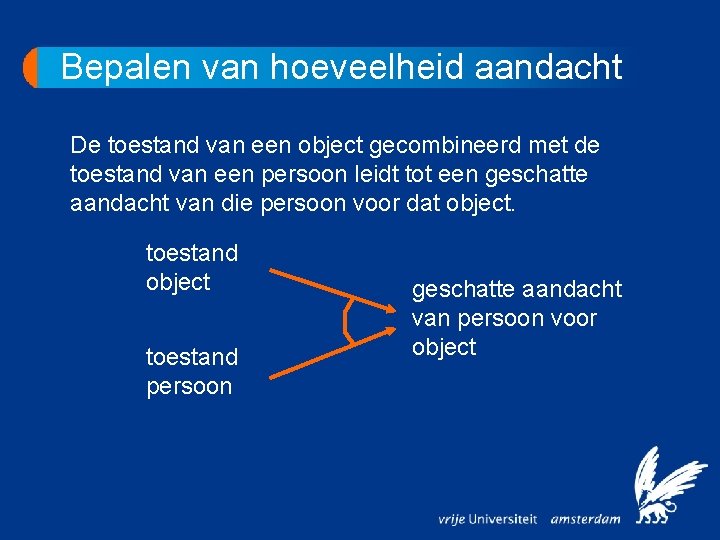 Bepalen van hoeveelheid aandacht De toestand van een object gecombineerd met de toestand van