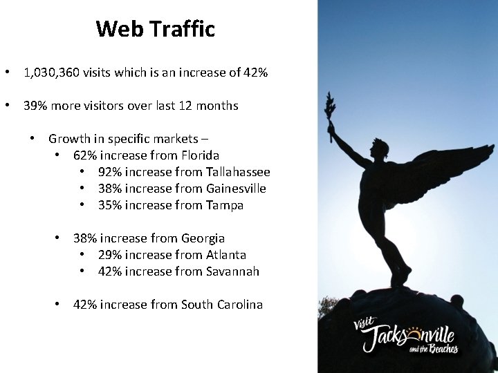 Web Traffic • 1, 030, 360 visits which is an increase of 42% •
