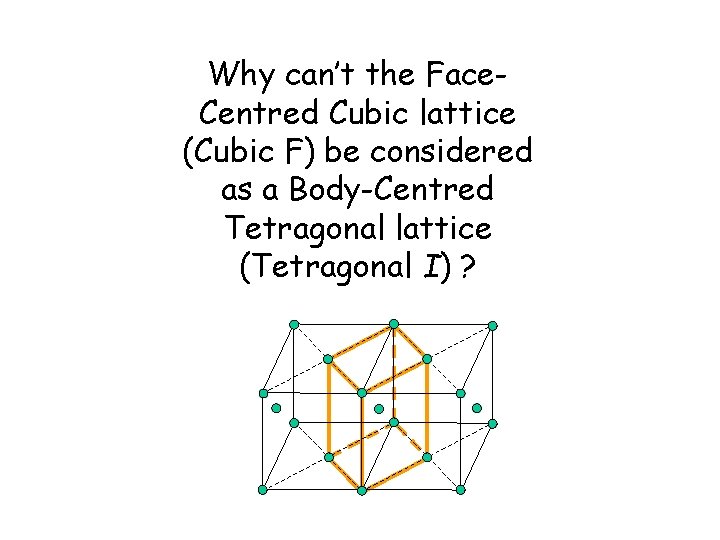 Why can’t the Face. Centred Cubic lattice (Cubic F) be considered as a Body-Centred