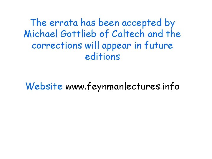 The errata has been accepted by Michael Gottlieb of Caltech and the corrections will