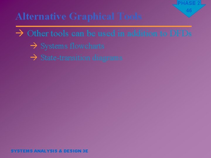 Alternative Graphical Tools PHASE 2 46 à Other tools can be used in addition