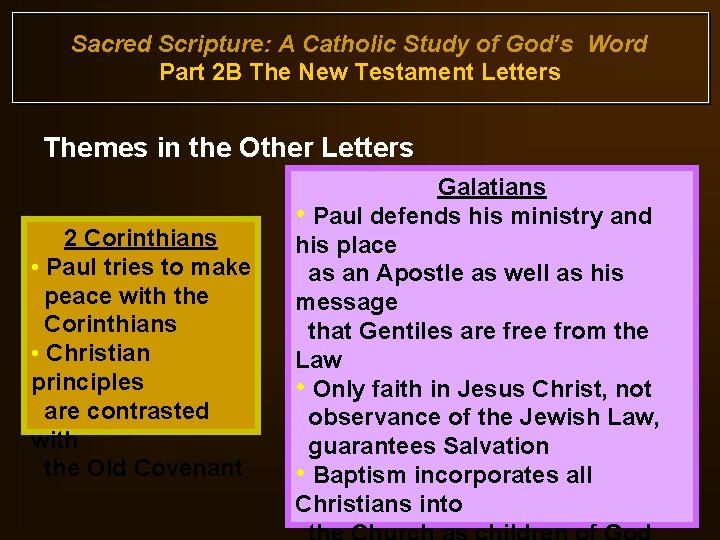 Sacred Scripture: A Catholic Study of God’s Word Part 2 B The New Testament
