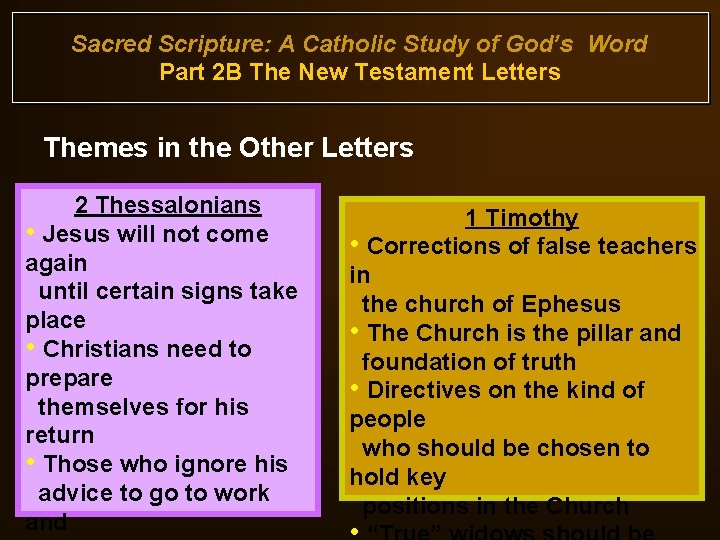 Sacred Scripture: A Catholic Study of God’s Word Part 2 B The New Testament