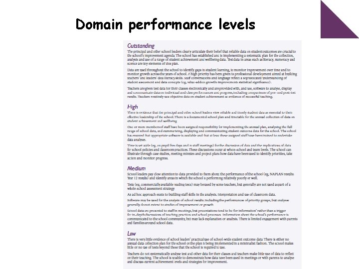 Domain performance levels 