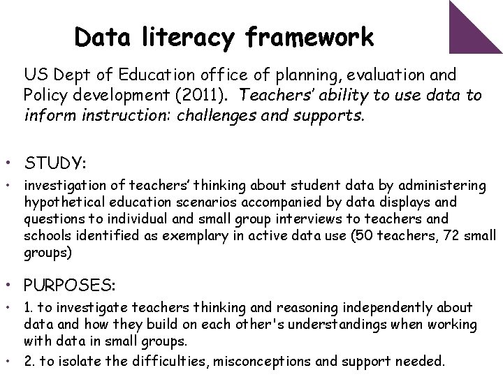 Data literacy framework US Dept of Education office of planning, evaluation and Policy development