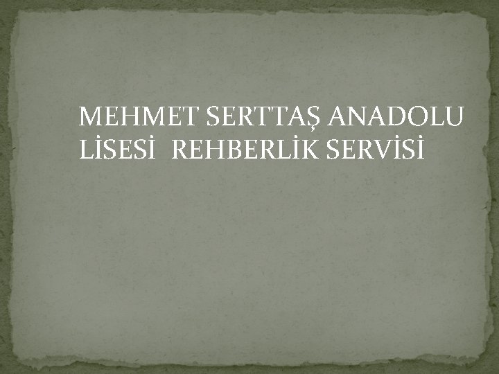 MEHMET SERTTAŞ ANADOLU LİSESİ REHBERLİK SERVİSİ 